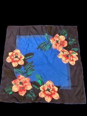 Banana Republic Floral Square Scarf in Blue, Black, Orange, Green